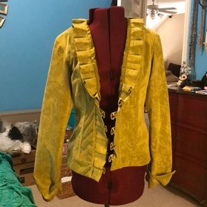 Chico’s Chartreuse Ruffle Blazer